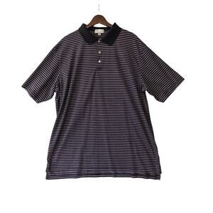 Peter Millar‎ Crown Ease Striped Purple Black Polo Golf Shirt Mens Size XXL